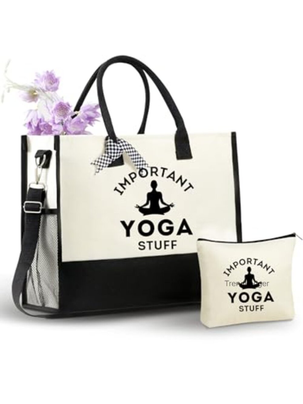 Yoga Tote Bag Canvas Polycotton Zipper Shoulder Strap